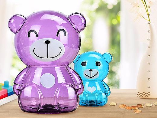 可爱透明卡通存钱罐