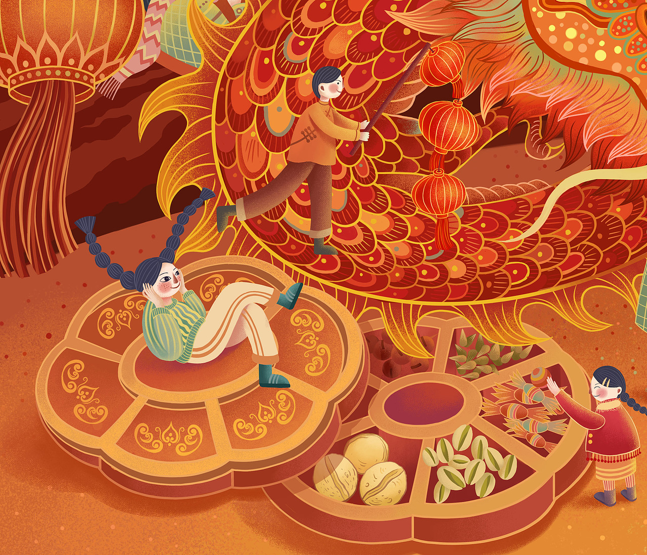 《龙年贺图》插画习作（图ZMjgwNzA2ODY4） - 商业插画 - 站酷设计师七海HY原创素材 - 站酷ZCOOL
