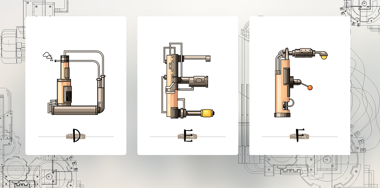 日常 - 字母·機械紀(jì)元（圖ZNzg5ODcwMDg=） - 新銳潮流插畫 - 站酷設(shè)計師I輝太郎I原創(chuàng)素材 - 站酷ZCOOL