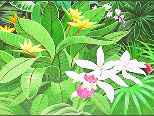 别墅墙体彩绘——热带森林插画-新锐潮流插画3年前酒店墙绘,彩绘,手绘