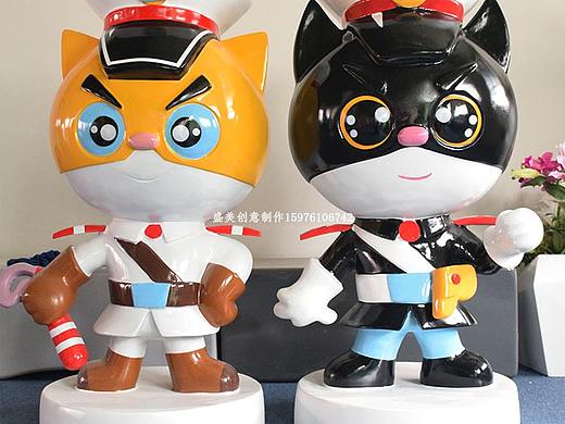 玻璃钢动漫人物雕塑 黑猫警长卡通猫落地摆件