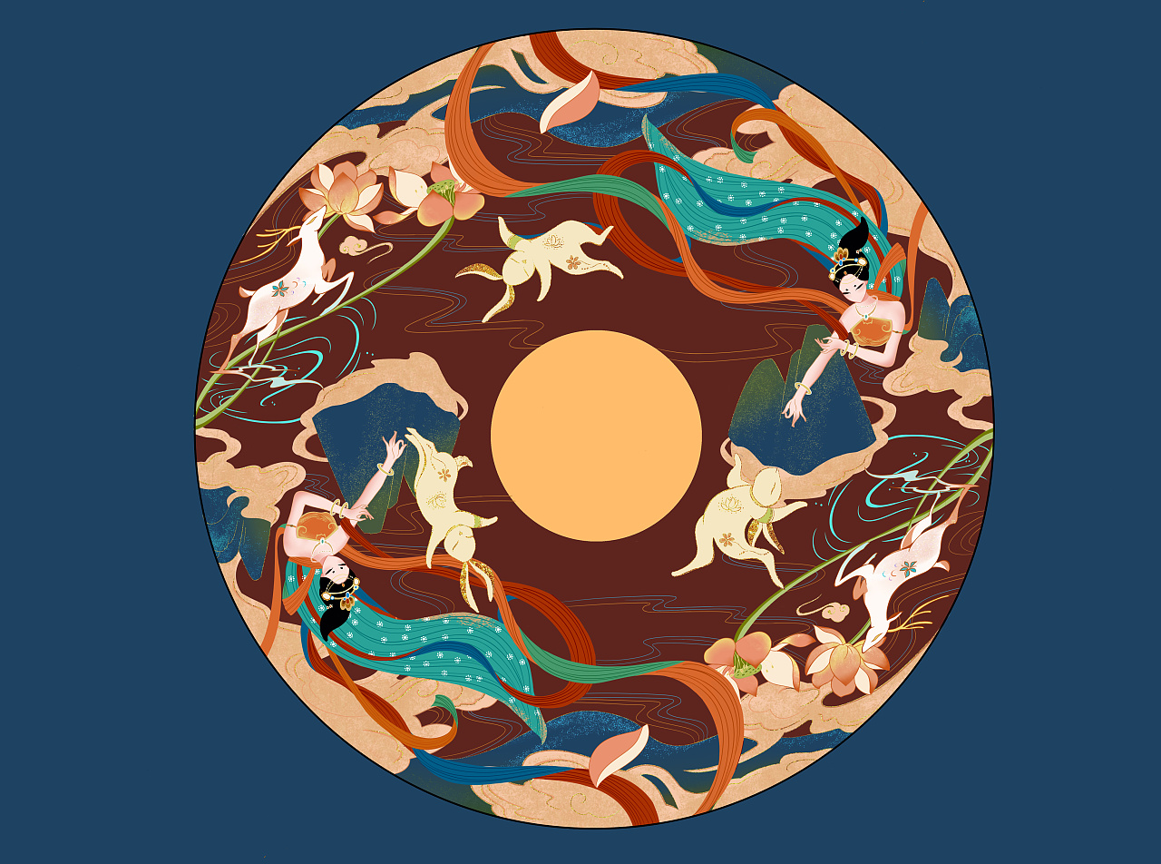 敦煌-嫦娥奔月|插画|商业插画|挖掘机子 - 原创作品 - 站酷 (zcool)