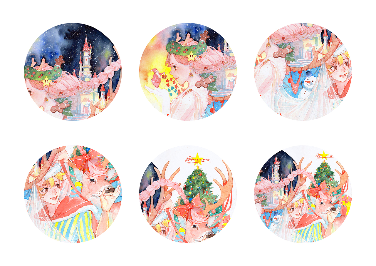 圣诞节插画（图ZMTM2MjQwMjI4） - 绘画 - 站酷设计师里个banana原创素材 - 站酷ZCOOL