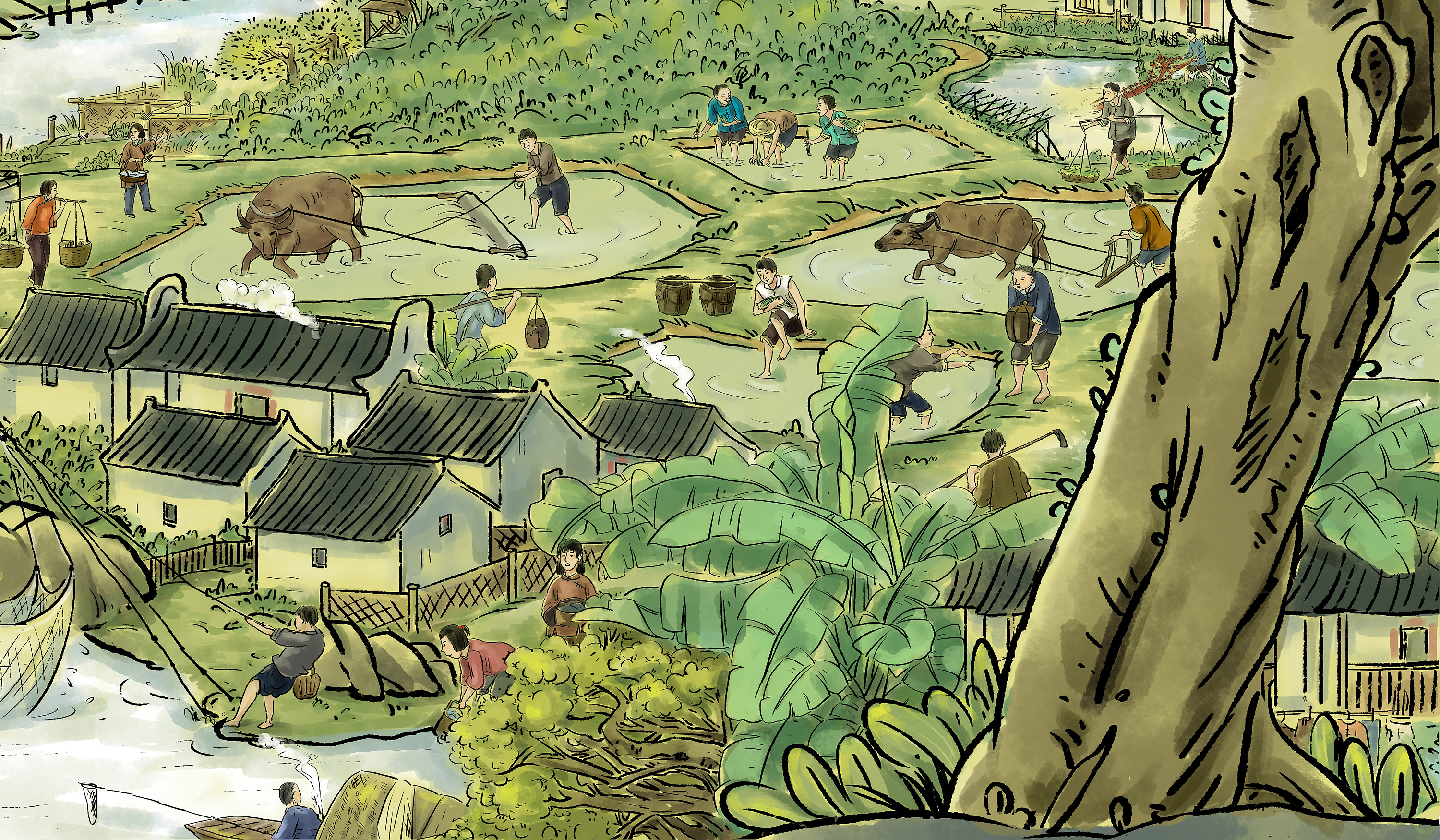 罗行村史馆插画