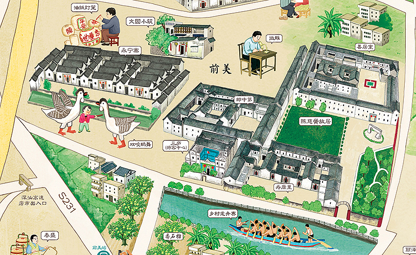 《大美隆都——澄海隆都手绘旅游地图》（图ZNTY2MjE3MTY=） - 商业插画 - 站酷设计师跳叫板原创素材 - 站酷ZCOOL