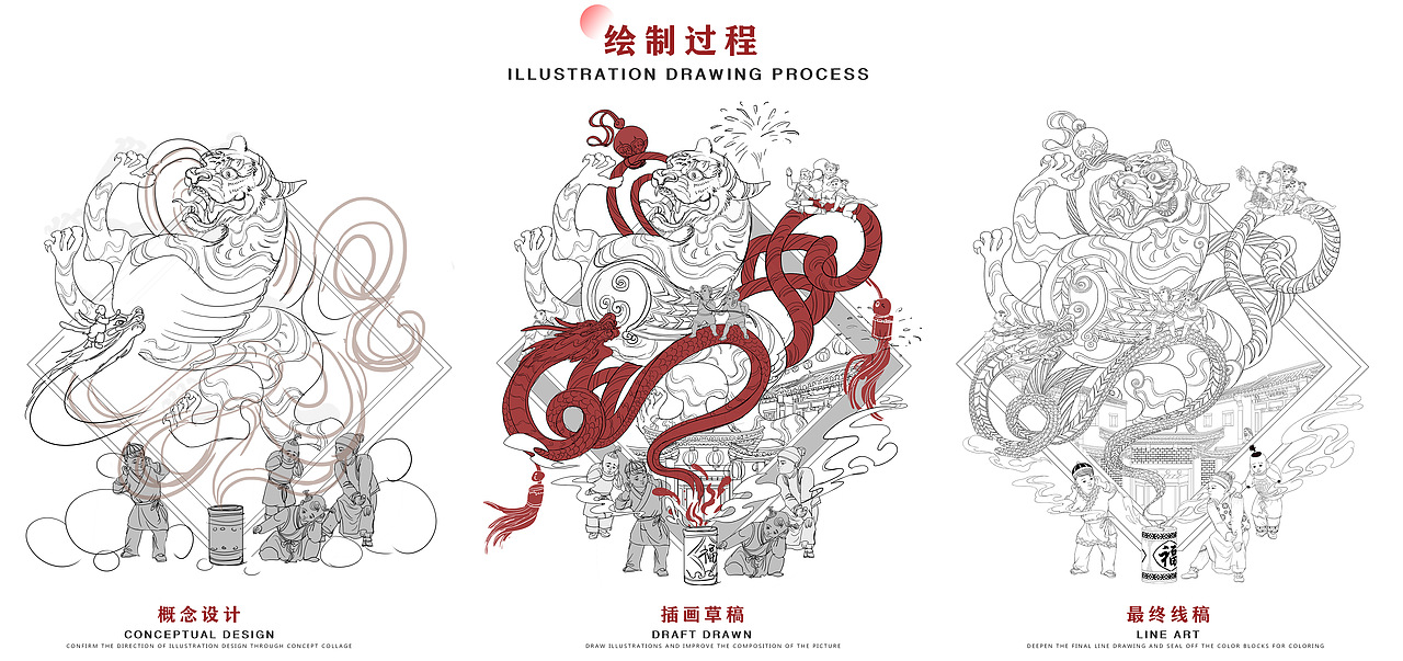 龙腾虎跃贺新春 - 2022虎年春节插画（图ZMjgxNTE0OTc2） - 商业插画 - 站酷设计师李耀辉TONG原创素材 - 站酷ZCOOL