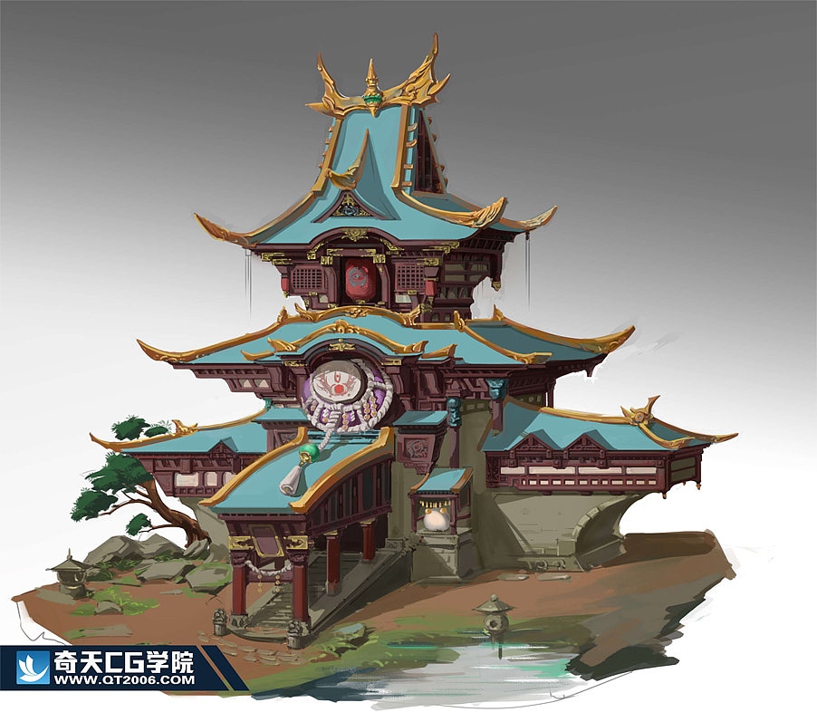 游戏场景原画-国风单体