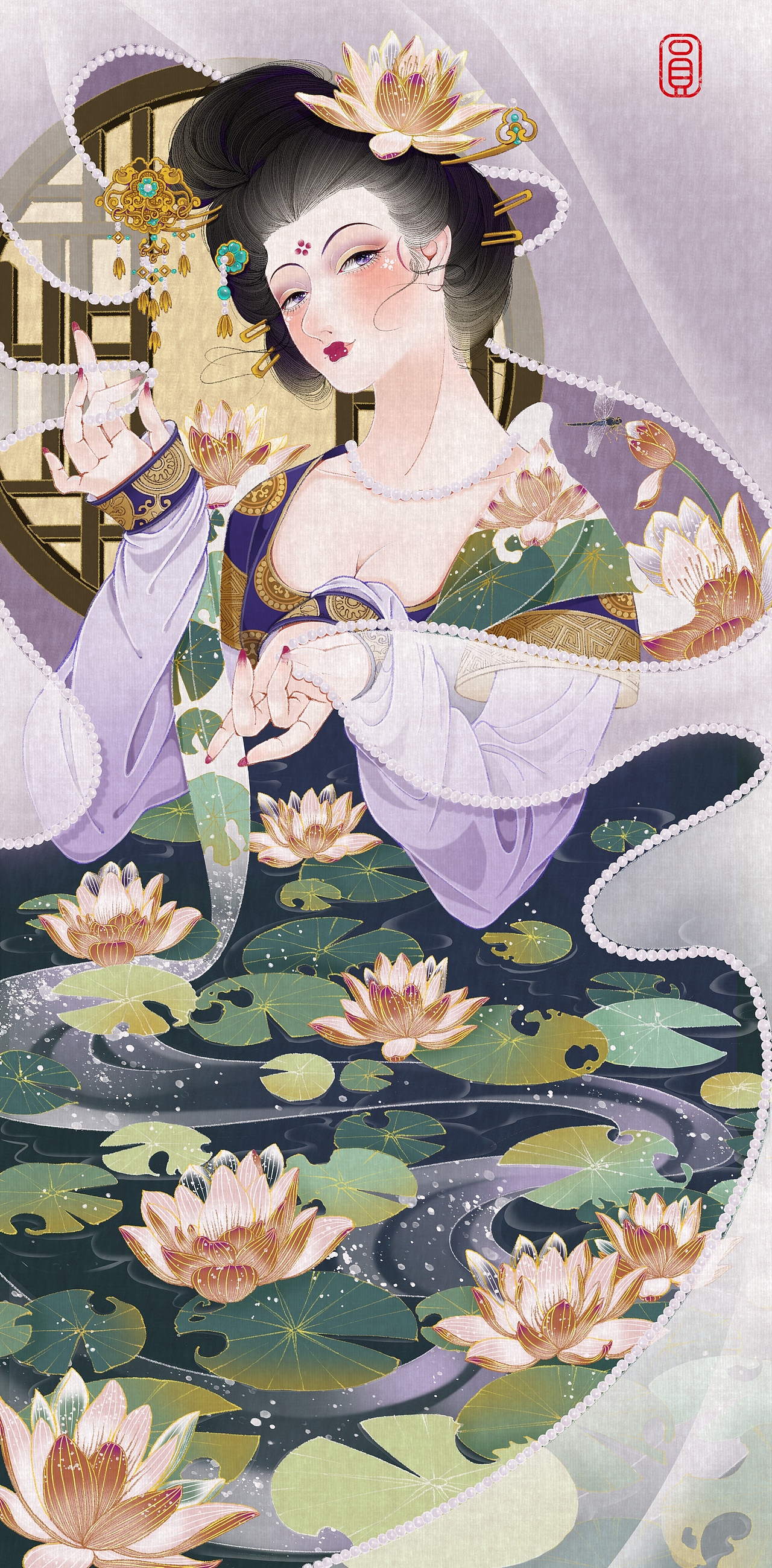 荷风送香气（图ZMzgyMzM0MTQ4） - 商业插画 - 站酷设计师哧溜圆原创素材 - 站酷ZCOOL