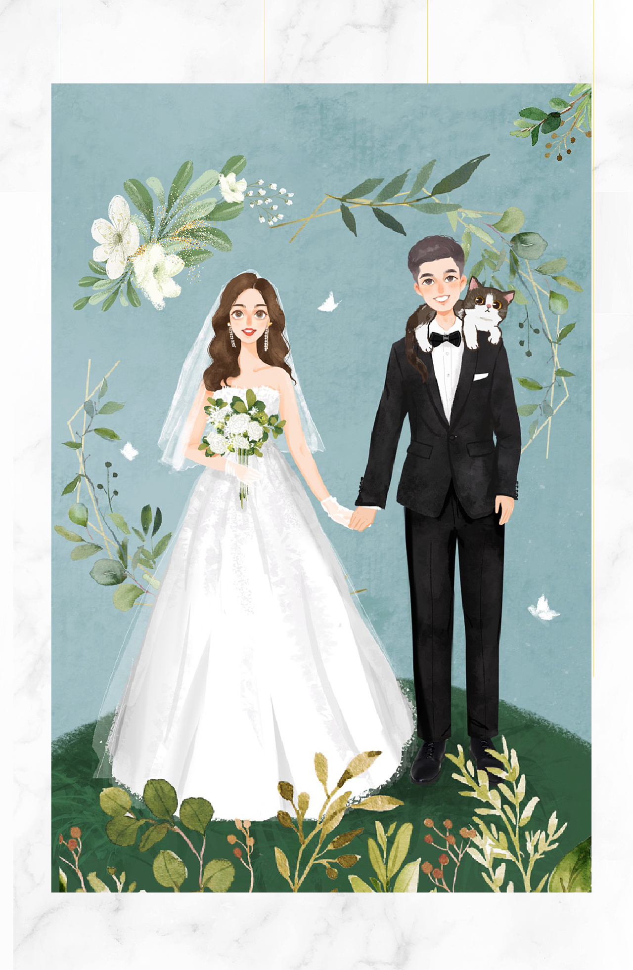 婚礼插画-婚礼贺卡设计