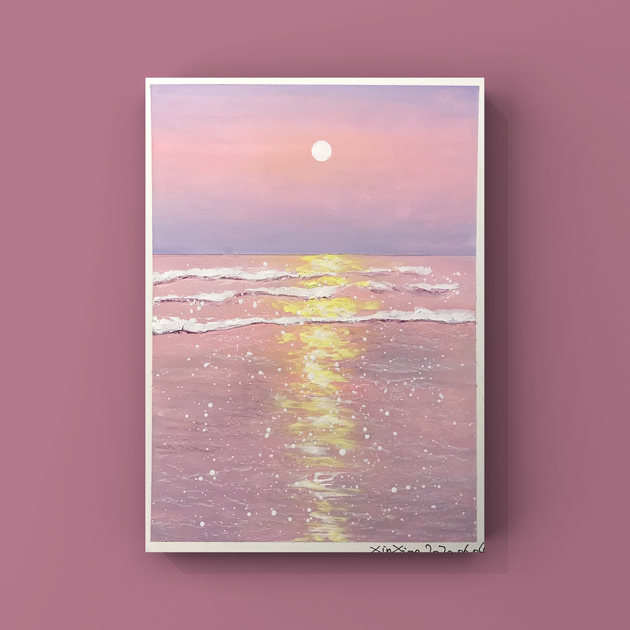 油画棒《粉色大海》