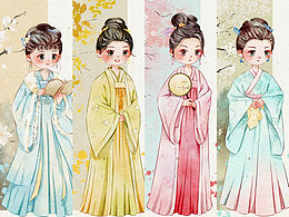 Q版古風人物水彩