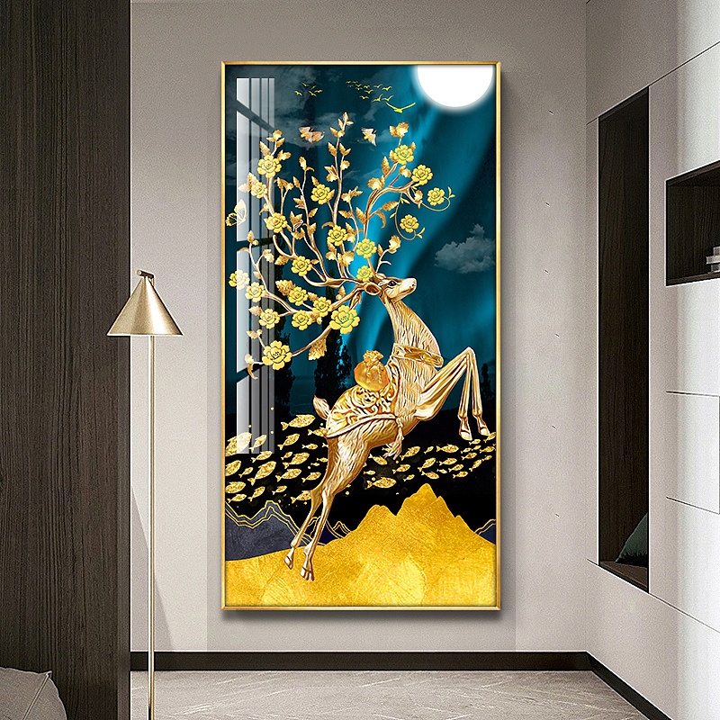 金鹿送福装饰画画芯设计