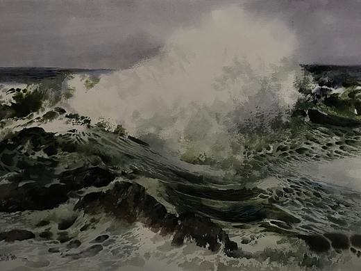  水彩大海