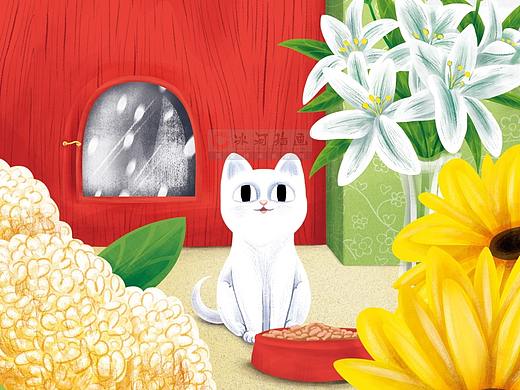 猫的绘本插画无线扁平风图书插画