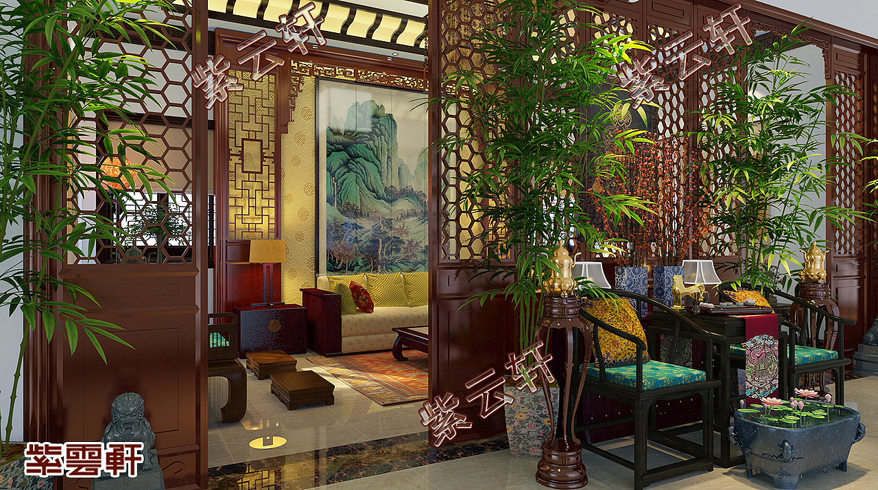 客厅复古中式装修效果图