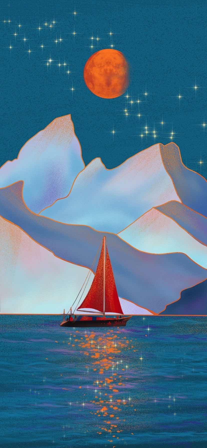 风景插画，太爱天空和大海了（图ZMjkzMjkwNTE2） - 创作习作 - 站酷设计师银子GYX原创素材 - 站酷ZCOOL