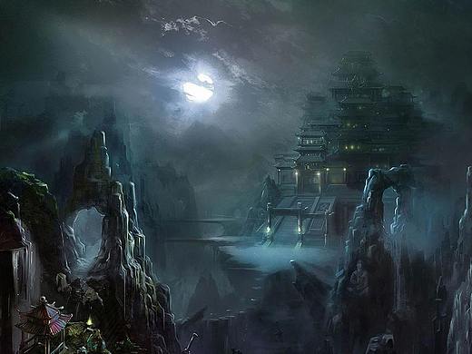 游戏场景原画  中国风建筑