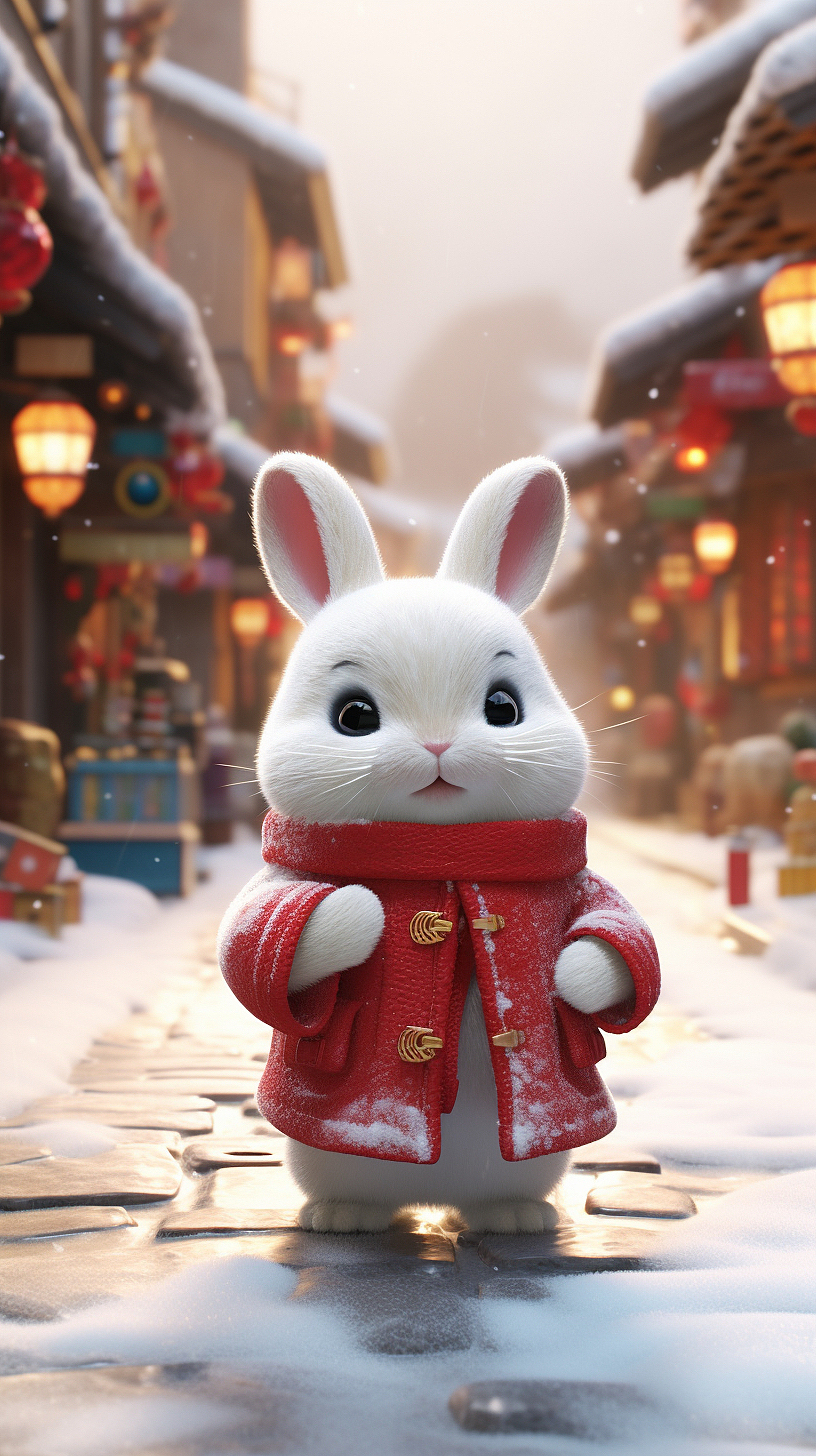 Midjourney|兔兔陪你看北京的第一场大雪