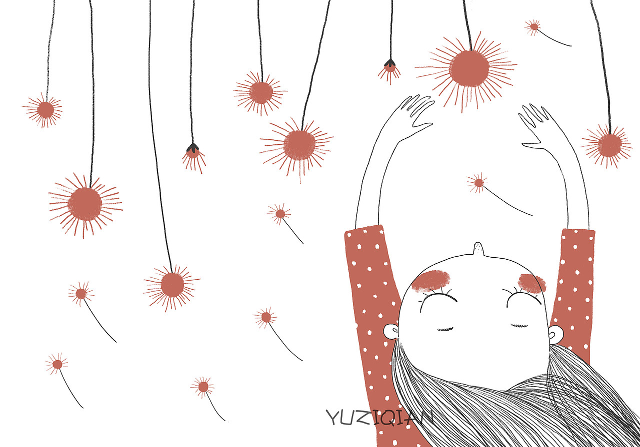 红色蒲公英（图ZNjg0ODgyNDQ=） - 新锐潮流插画 - 站酷设计师YUZIQIAN原创素材 - 站酷ZCOOL