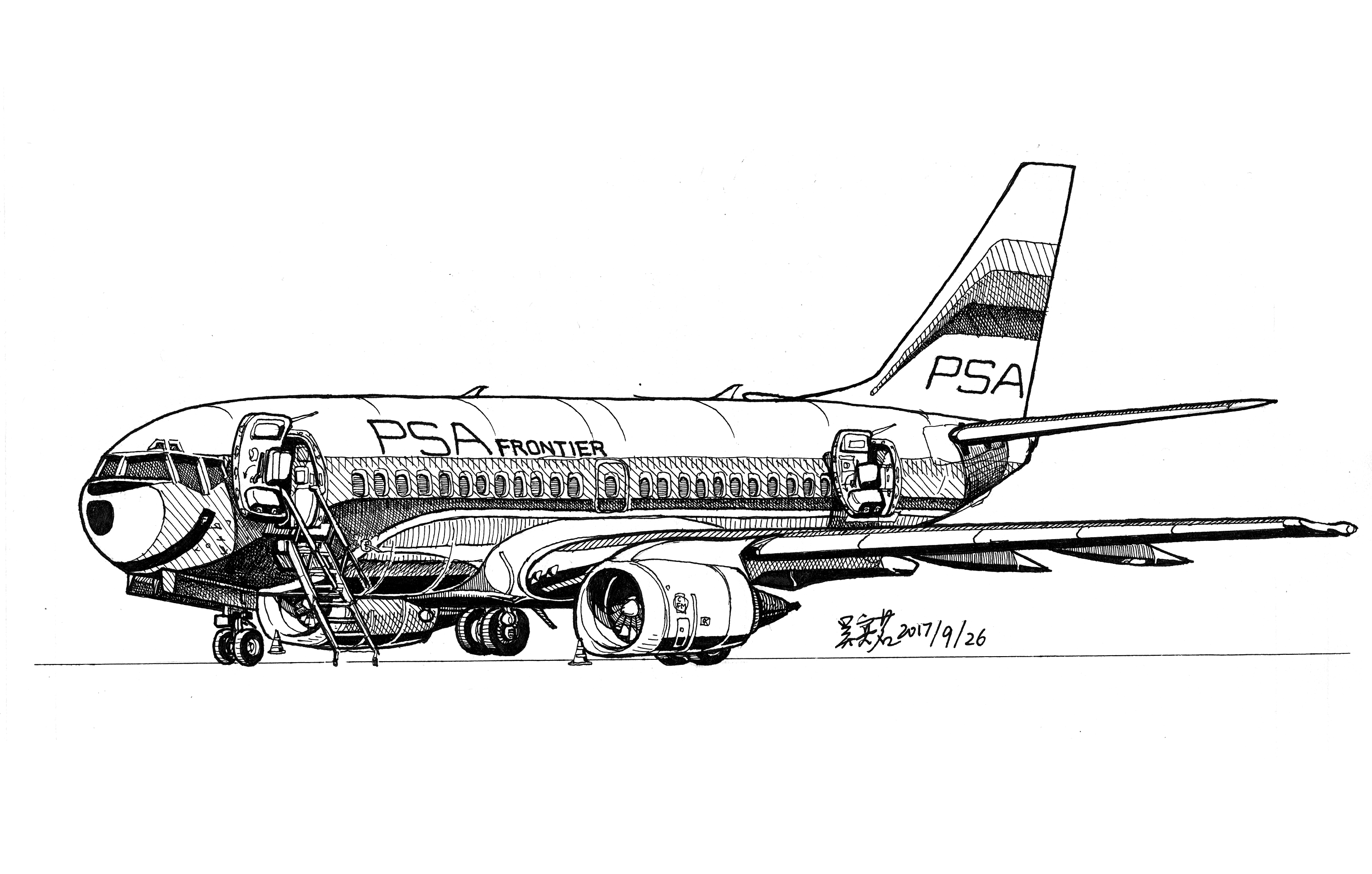 波音787素描图片