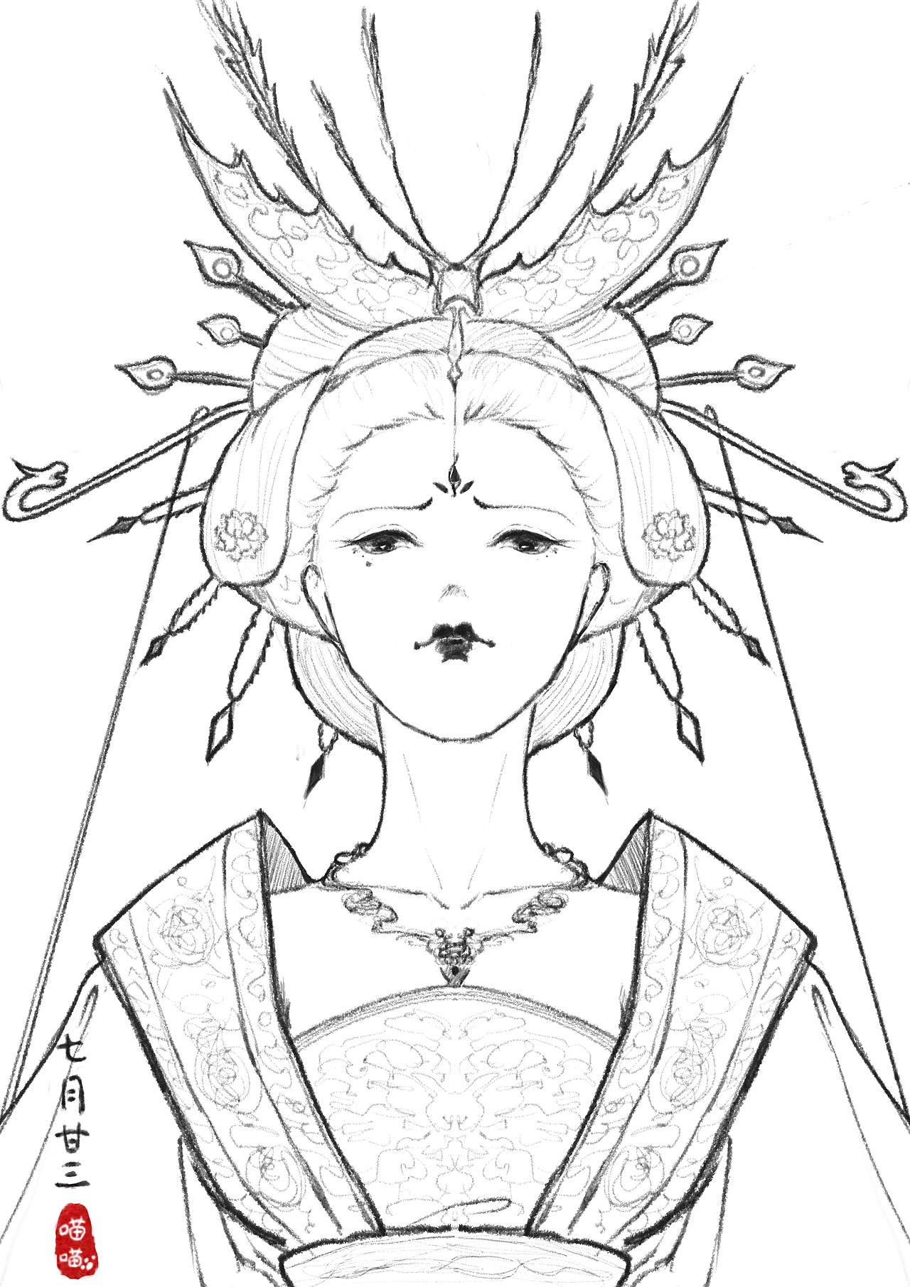 「合集」唐风小美人儿线稿速写（图ZMjg1Mzk1MzQ0） - 创作习作 - 站酷设计师雪姑喵喵原创素材 - 站酷ZCOOL