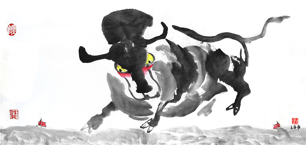 牛年画牛王净净42幅国画牛萌趣水墨牛