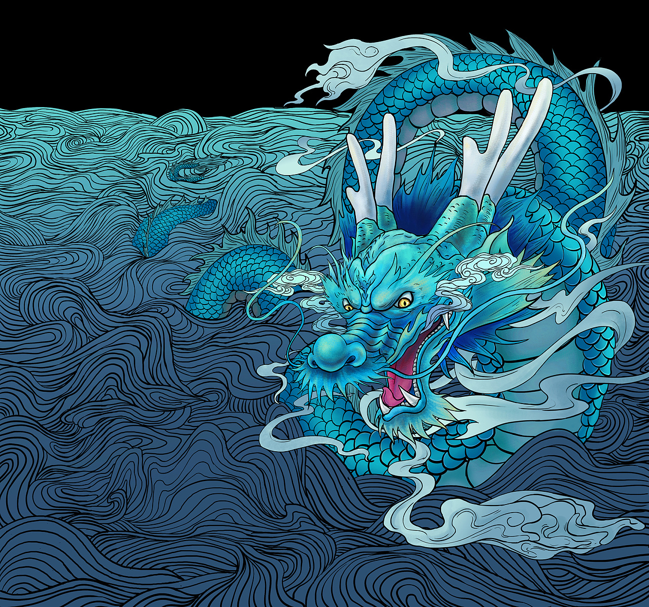 关于青龙的形象描述,《学古录》有载"东方苍龙,至仁至灵,角尾之间,赫