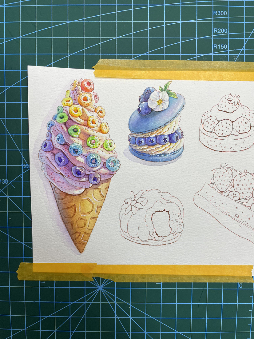 水彩美食甜品第一波