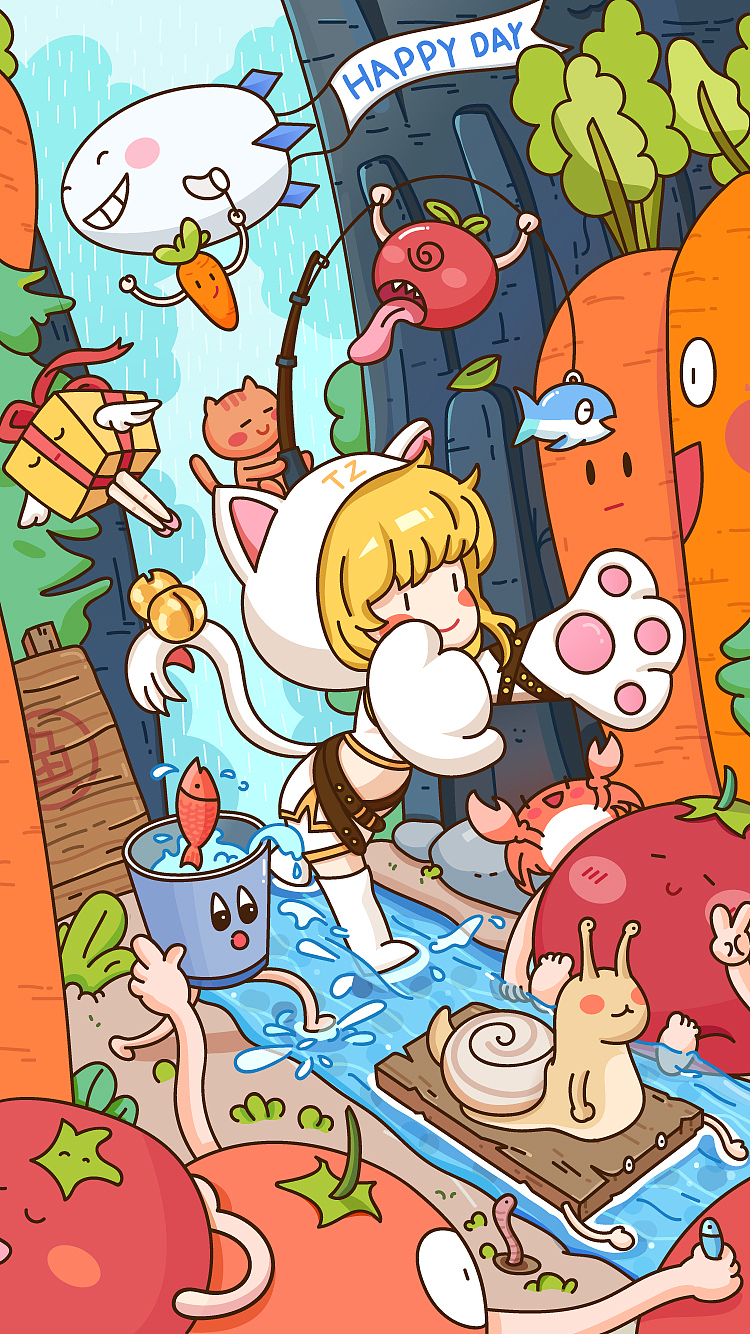 捕鱼开心的一天（图ZMjU0MzExMjMy） - 创作习作 - 站酷设计师提子渣原创素材 - 站酷ZCOOL