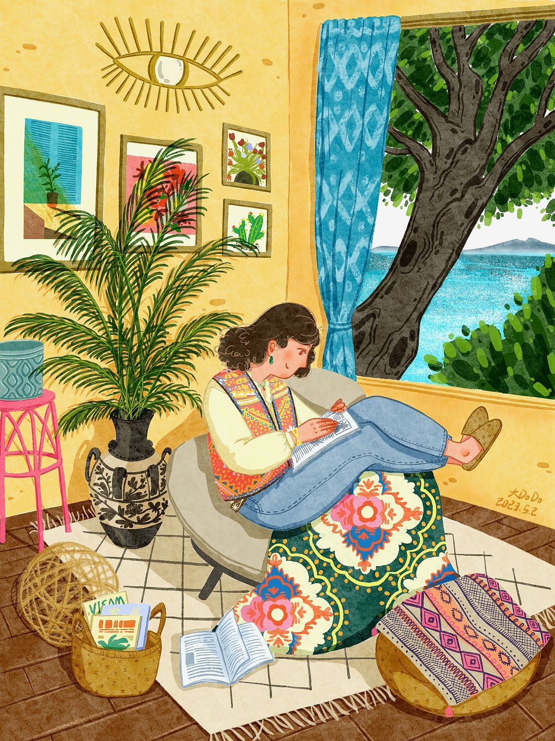 场景插画｜住在大海边（图ZMzM5MDg5MzA0） - 创作习作 - 站酷设计师爱画画的嘟妈原创素材 - 站酷ZCOOL