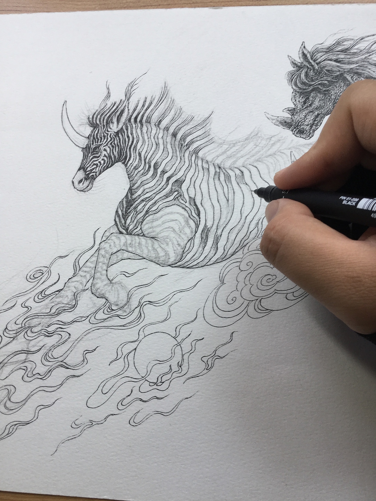 《天马行空图》傅淳强手绘作品