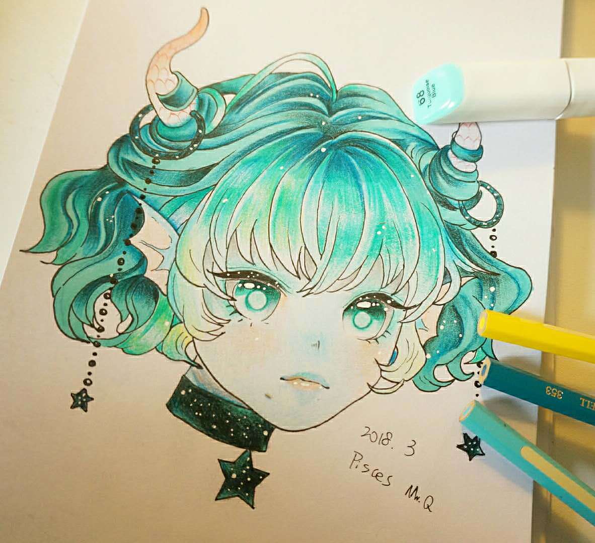手绘彩铅12星座|插画|艺术插画|瞎画画的乔啊乔_临摹作品-站酷(zcool)