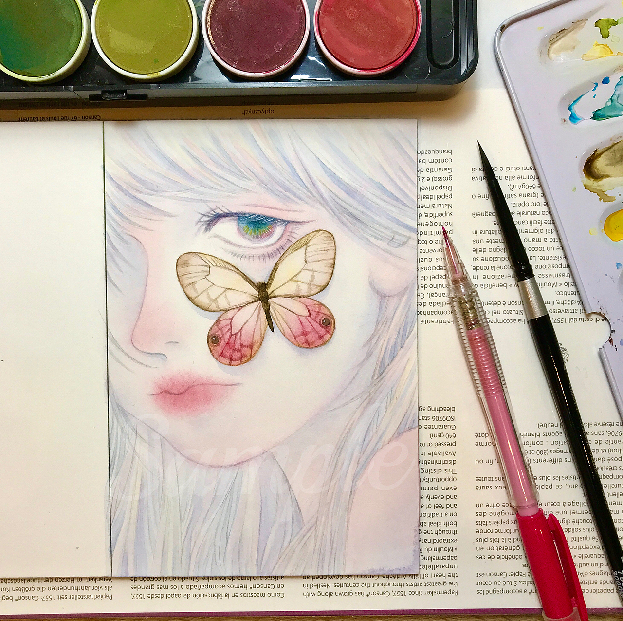 水彩蝴蝶少女合集