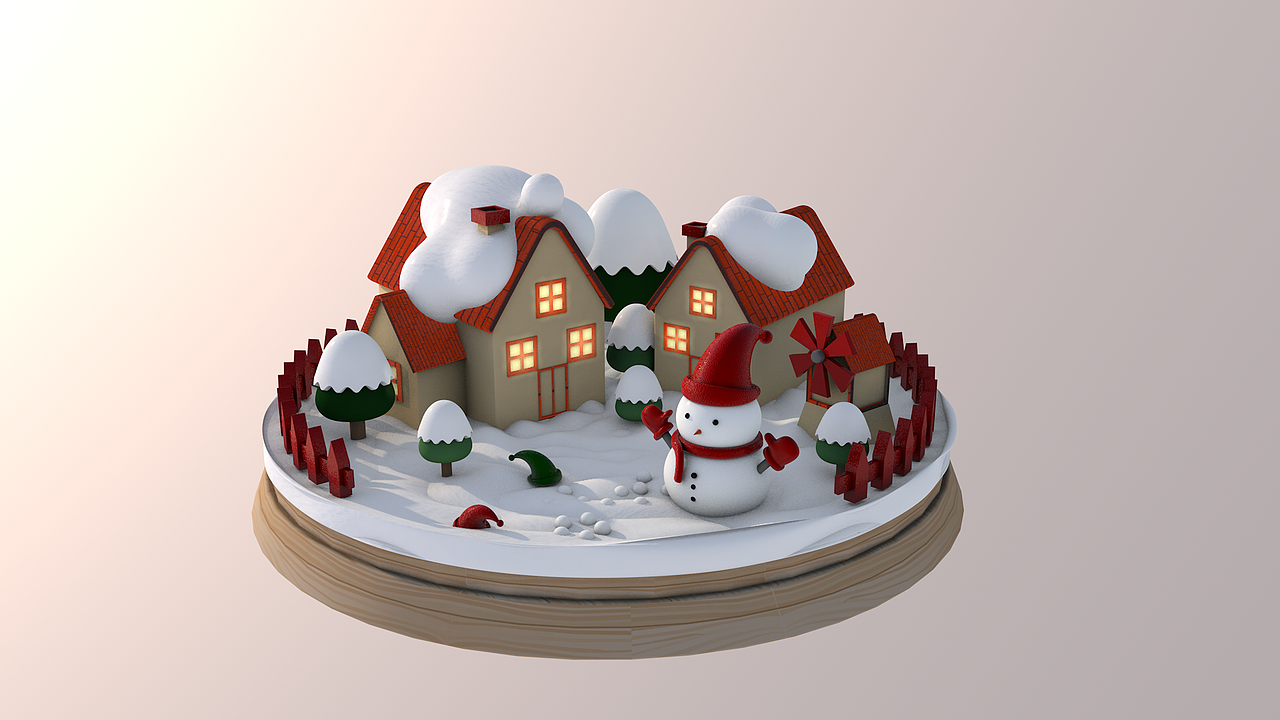 c4d雪景建模渲染