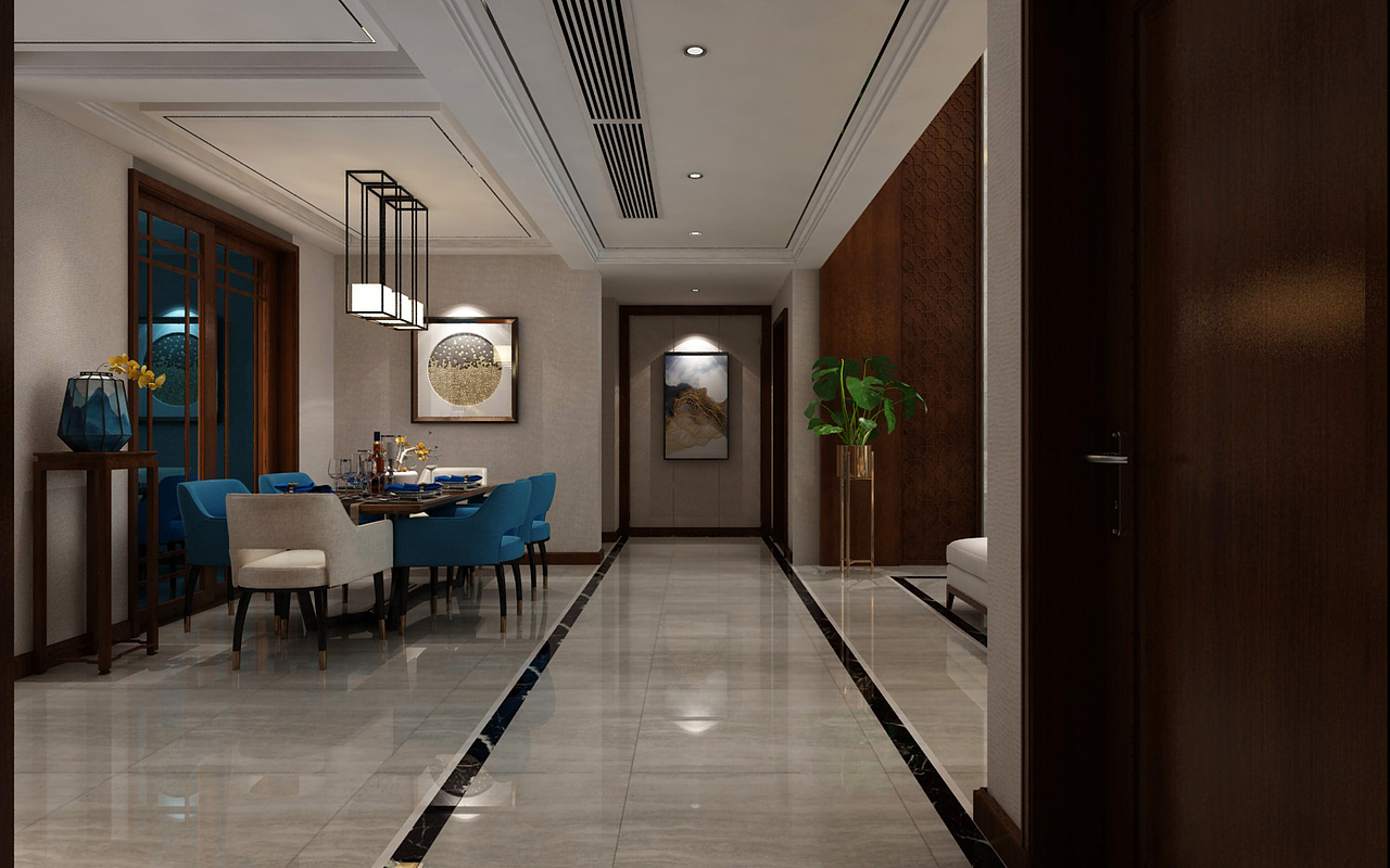 济南平阴淮海御300平新中式别墅案例—AMA国际装饰