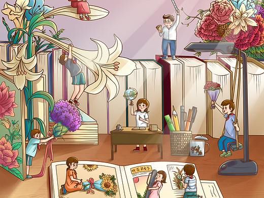 教师节插画海报