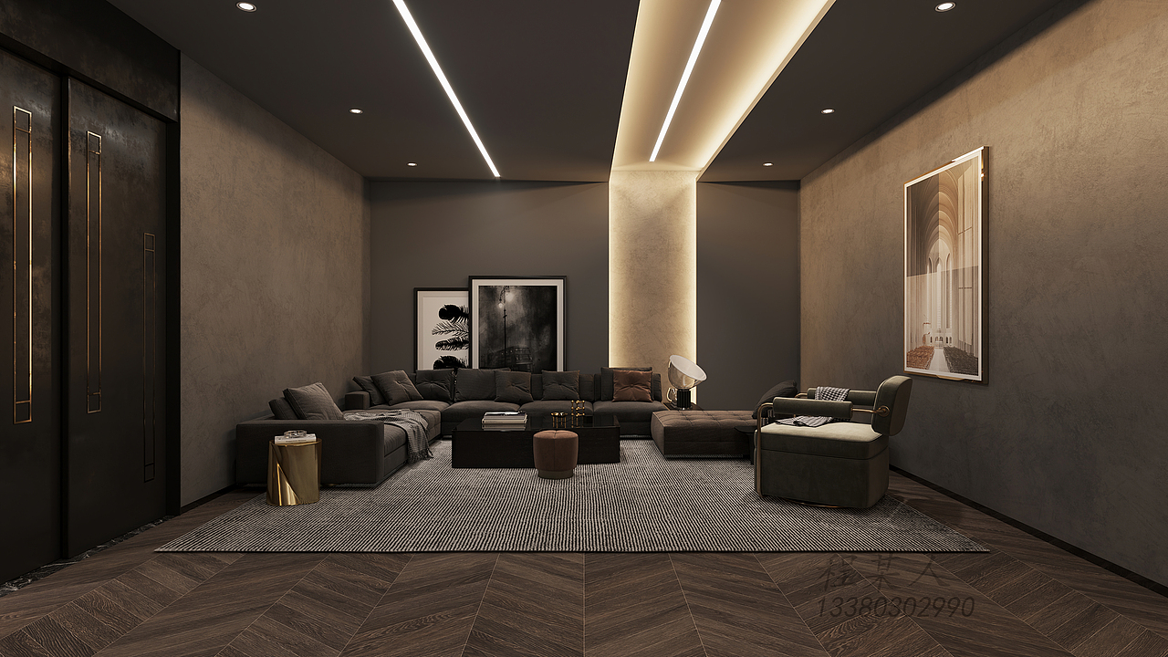 深圳别墅装修：九号公馆，现代轻奢风设计（图ZMjY3NjQyOTQ0） - 家装设计 - 站酷设计师深圳岚庭装饰原创素材 - 站酷ZCOOL