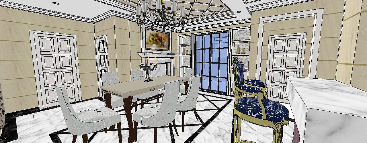 SKP建的餐厅模型2...