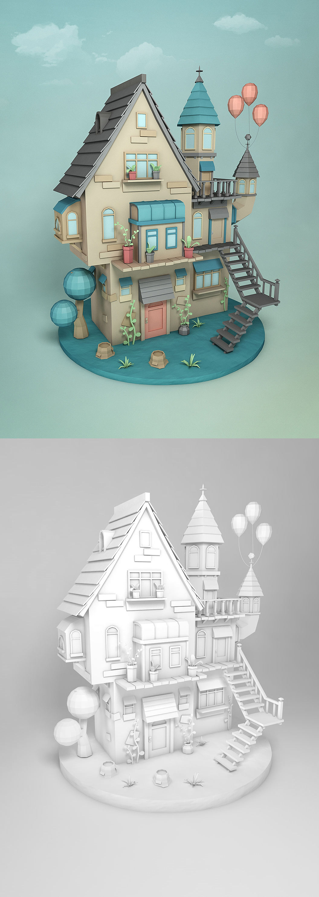 C4D 多边形建模（图ZNTMwOTQ2MTI=） - 场景 - 站酷设计师巧匠小丑原创素材 - 站酷ZCOOL