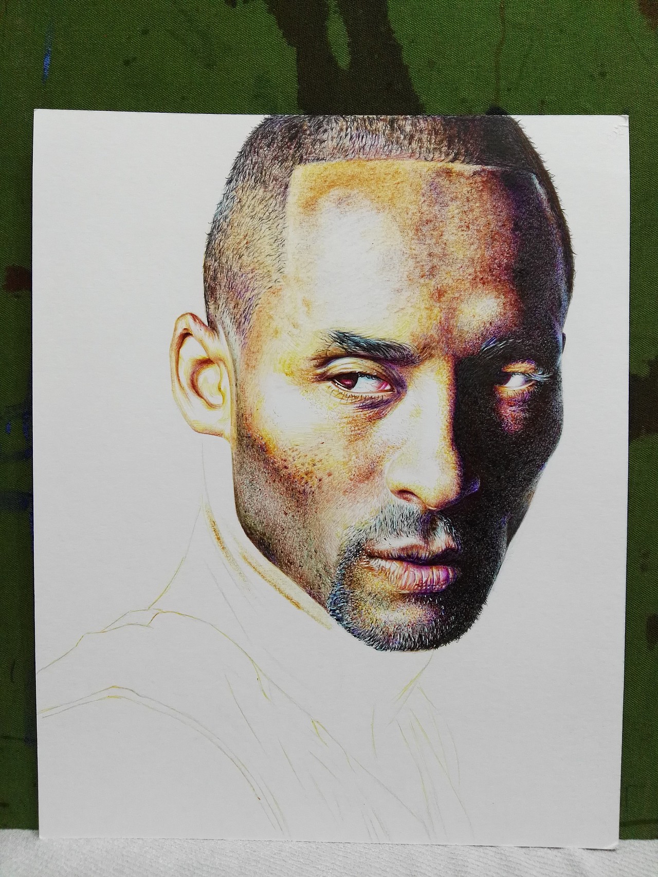 彩色圆珠笔作品《科比》