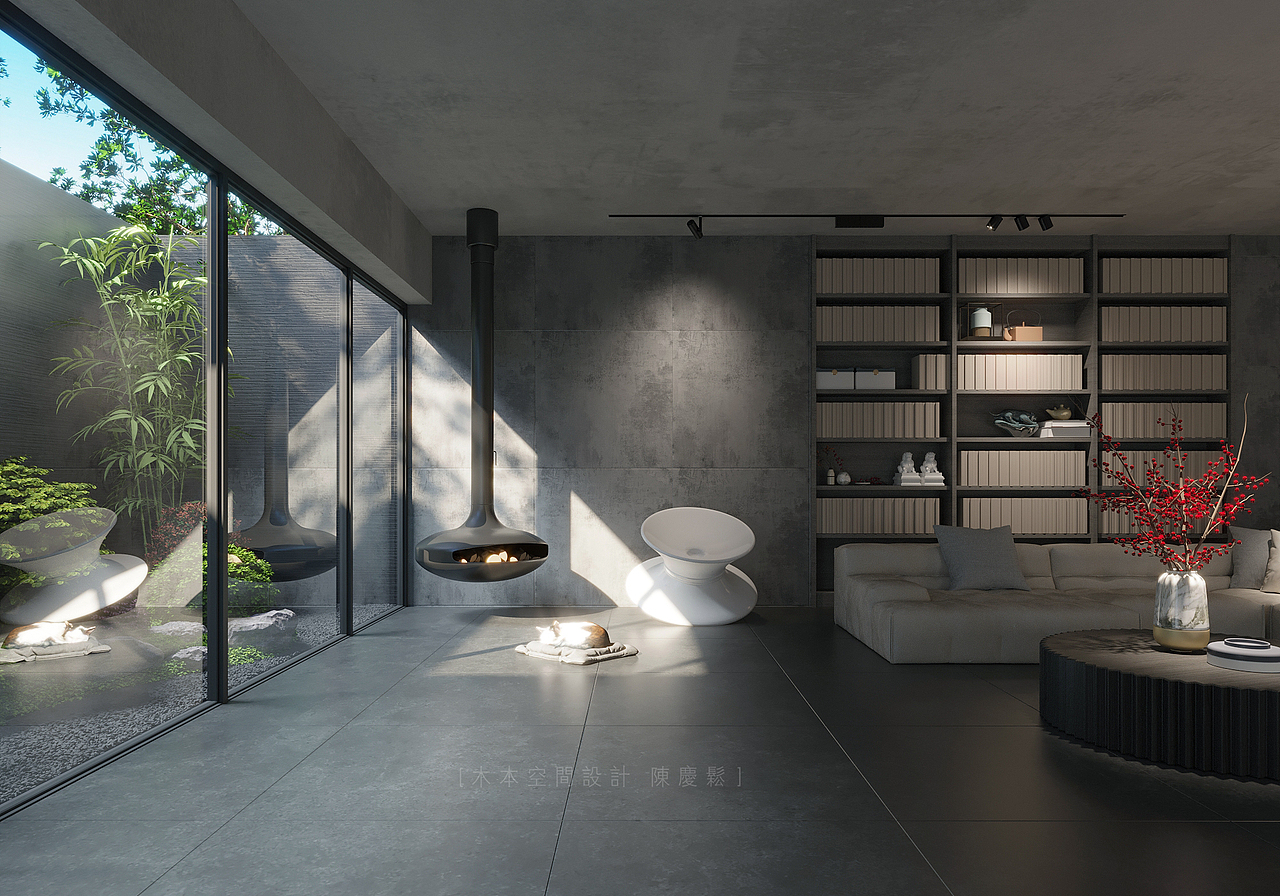 [木本空间设计]  壁炉与猫