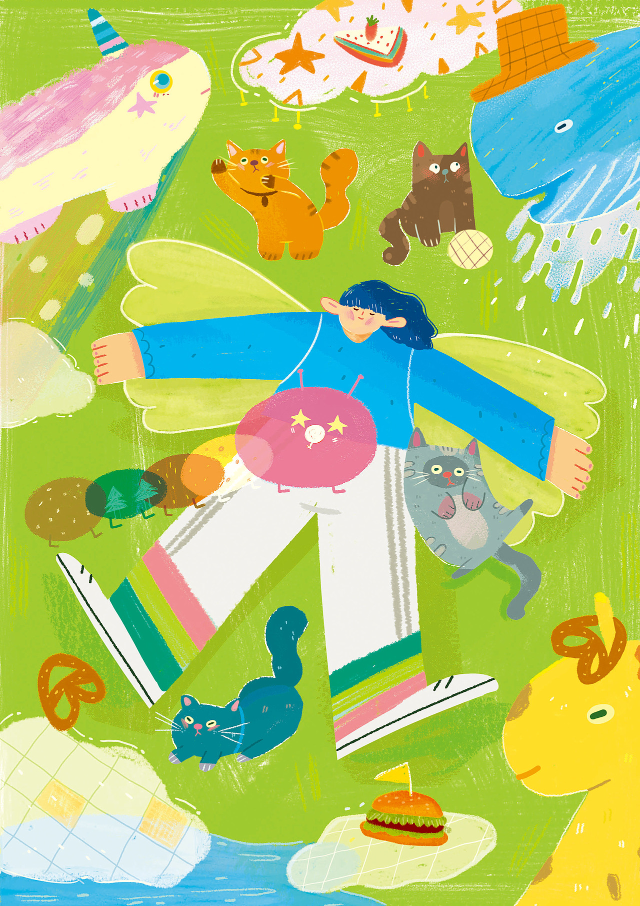 女孩与猫系列（图ZMTkwMDc3NDUy） - 商业插画 - 站酷设计师盒豆乳原创素材 - 站酷ZCOOL