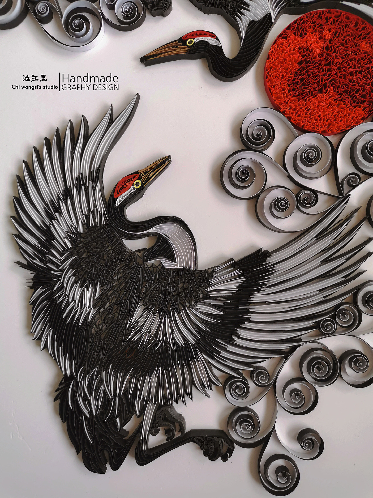 衍紙?jiān)瓌?chuàng)作品：《鶴影歸宗》（圖ZMjM3NDkzMDY0） - 其他手工藝 - 站酷設(shè)計(jì)師池王思原創(chuàng)素材 - 站酷ZCOOL