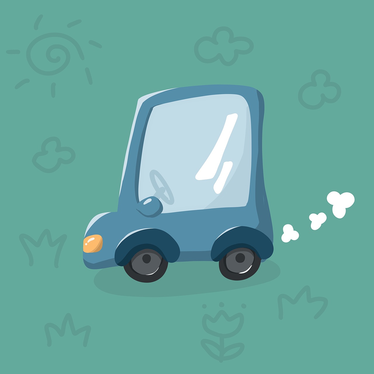 小汽车交通工具卡通插画