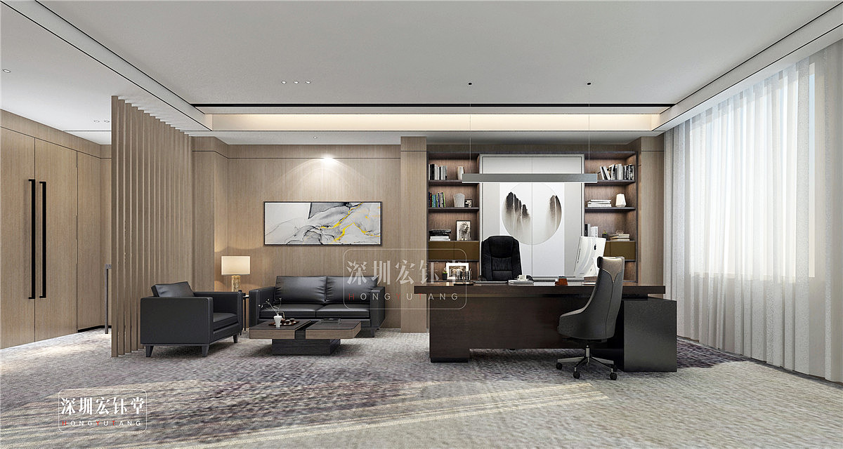 郑州总部办公楼装修公司-高端轻奢办公楼装修效果图
