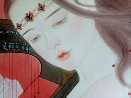 躲在南瓜里面的女孩 插画