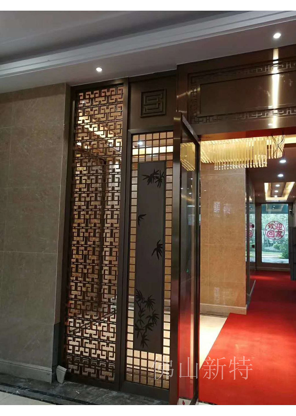 酒店餐厅挂屏几款铝雕花格屏风图案图片