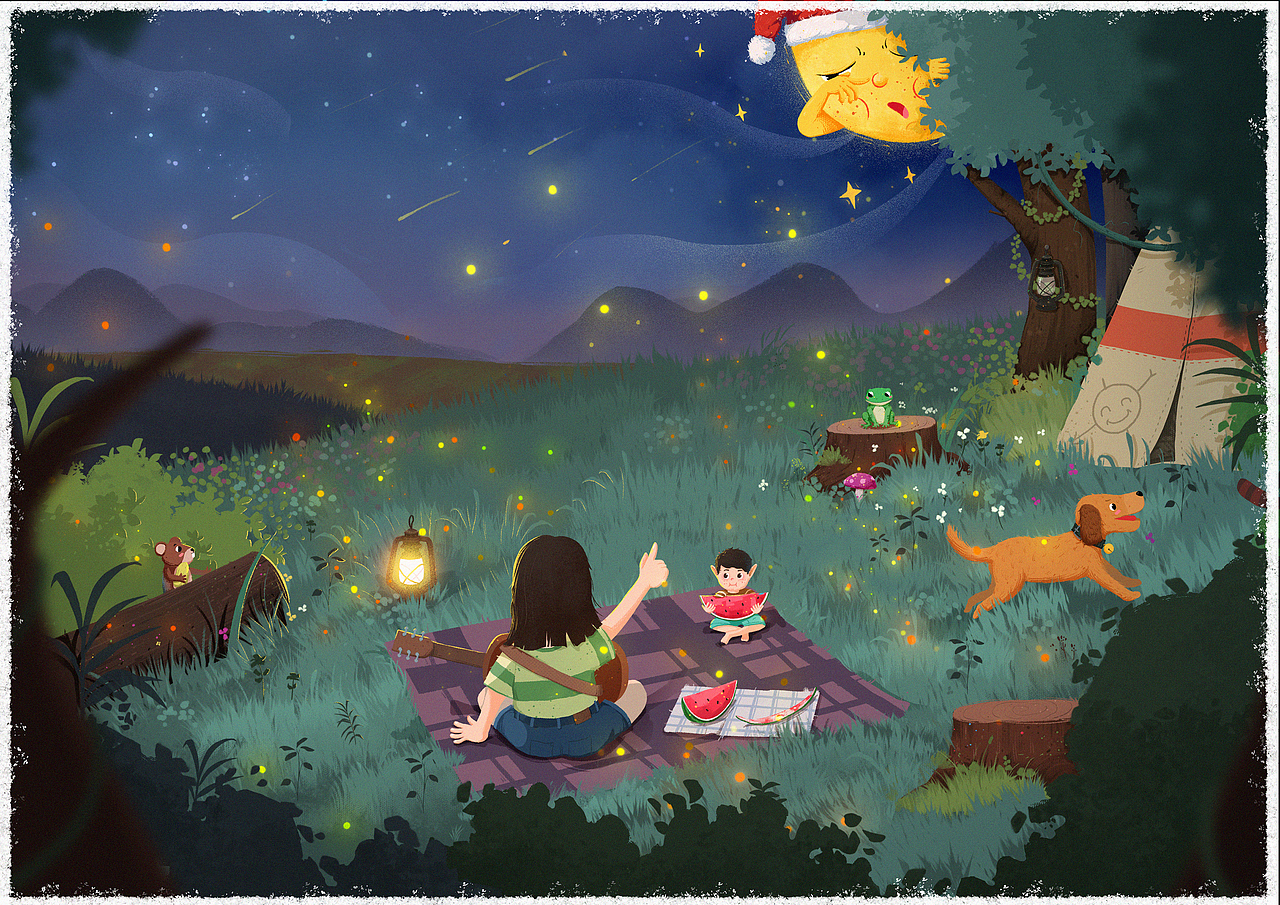 【夏】小扇引微凉，悠悠夏日长（图ZMjcxMzMxNDA4） - 儿童插画 - 站酷设计师王晟良原创素材 - 站酷ZCOOL