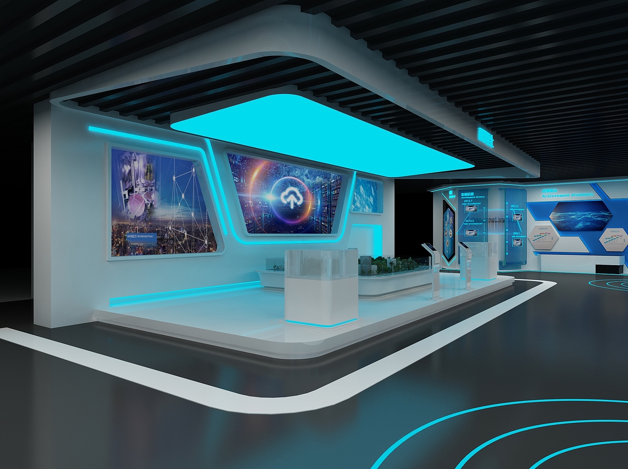 企业科技展厅展示设计3d效果图