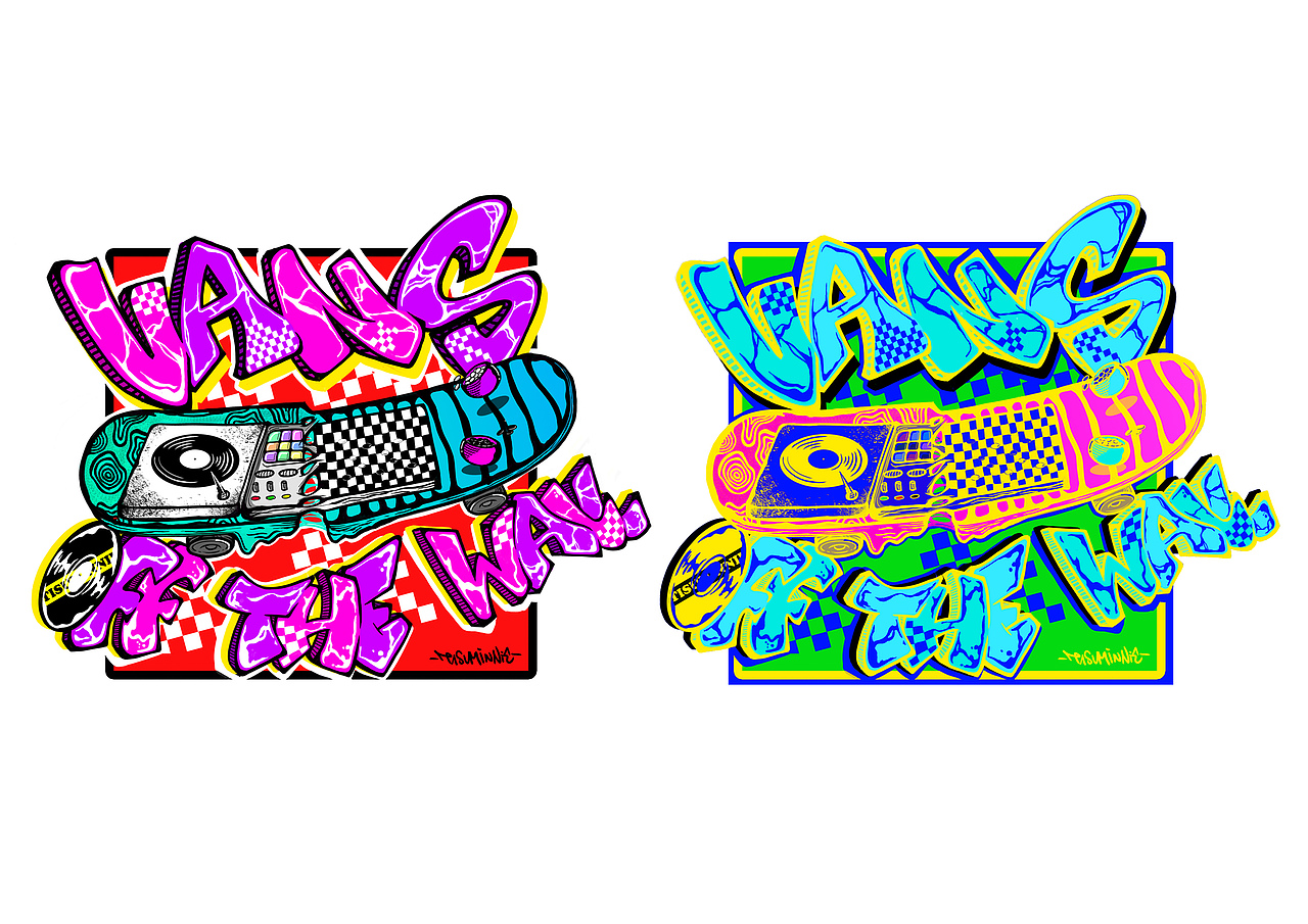 Vans DJ棋盘插画（图ZMTc0NTkwMjg4） - 新锐潮流插画 - 站酷设计师Tiffsuminnie原创素材 - 站酷ZCOOL